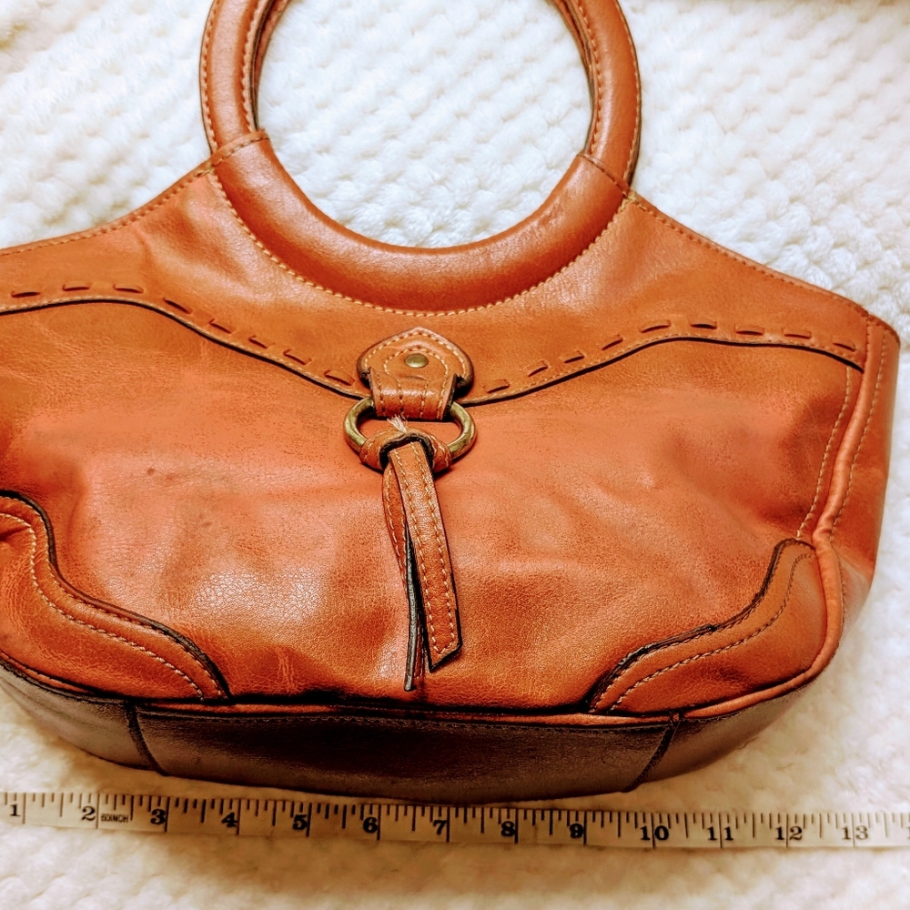 Vintage Relic Burnt Orange Leather Handbag Purse Tote - Picture 5 of 7